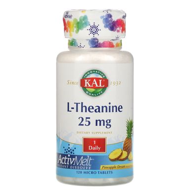 L-теанін, ананасна мрія, L-Theanine, KAL, 25 мг, 120 мікротаблеток