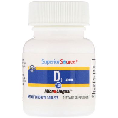 MicroLingual, Вітамін D3, Superior Source, 400 МО, 100 таблеток