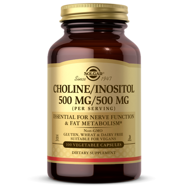 Холін / Інозитол Solgar (Choline / Inositol) 500 мг / 500 мг 100 капсул на рослинній основі