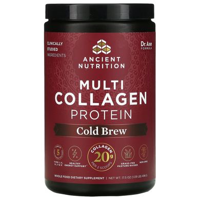 Мульти колагеновий протеїн Dr. Axe / Ancient Nutrition (Multi Collagen Protein) зі смаком холодного напою 500 г