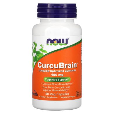Куркумін когнітивна підтримка Now Foods (CurcuBrain) 400 мг 50 рослинних капсул