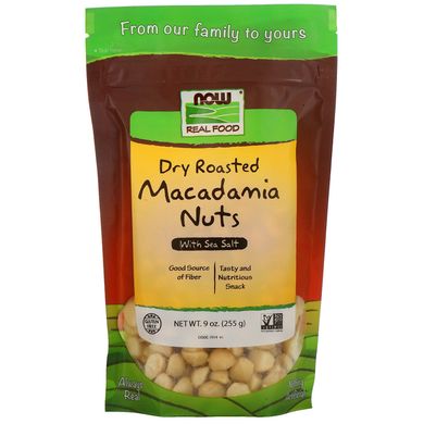 Макадамія горіхи смажені солоні Now Foods (Macadamia Nuts Real Food) 255 г