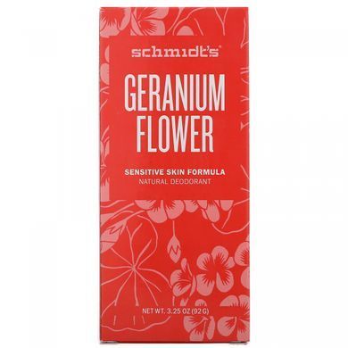 Натуральний дезодорант, для чутливої ​​шкіри, квітка герані, Schmidt's Naturals, 92 г