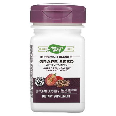 Екстракт виноградних кісточок з вітаміном С Nature's Way (Grape Seed) 100 мг 30 капсул