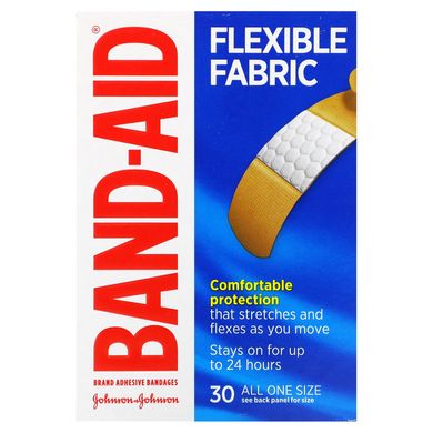 Лейкопластир, гнучка тканина, Band Aid, 30 бинтів