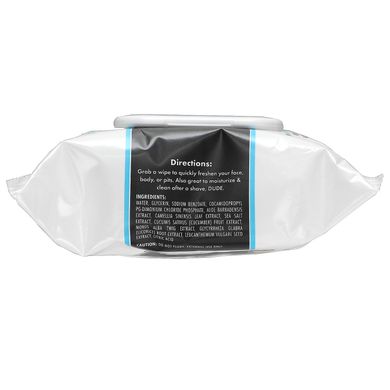 Dude Products, Очищаючі серветки для обличчя та тіла, без запаху, 30 серветок