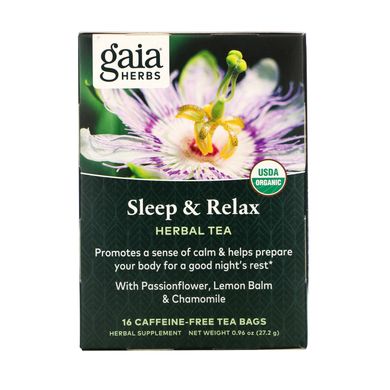 Сон и релаксация чай без кофеина Gaia Herbs (Sleep & Relax) 16 шт. 27.2 г купить в Киеве и Украине
