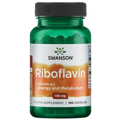 Рибофлавін Вітамін В-2, Riboflavin Vitamin B-2, Swanson, 100 мг, 100 капсул