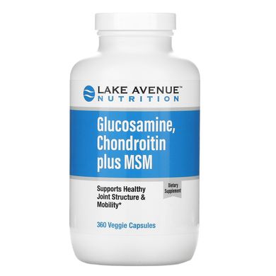 Глюкозамін, Хондроітин плюс МСМ, Glucosamine, Chondroitin plus MSM, Lake Avenue Nutrition, 360 вегетаріанських капсул