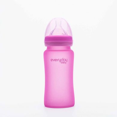 Стеклянная термочувствительная детская бутылочка, малиновый, 240 мл, Everyday Baby, 1 шт купить в Киеве и Украине