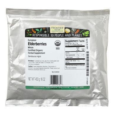 Organic Whole Elderberries, Berries from Europe, Frontier Natural Products, 16 ounces (453 g)