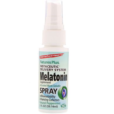 Мелатонін в аерозольній упаковці Nature's Plus (Melatonin) 59.14 мл зі смаком натуральної м'яти