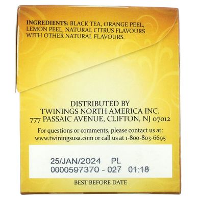 Леді Грей чорний чай, Twinings, 20 чайних пакетиків, 40 г (1,41 унц)
