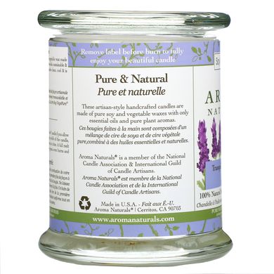 Свічка з ефірною олією лаванди Aroma Naturals (100% Natural Soy Essential Oil Candle Tranquility Lavender) 260 г