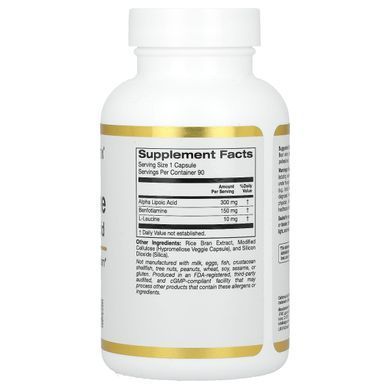 California Gold Nutrition (Benfotiamine and Alpha Lipoic Acid) 90 vegetarian capsules.