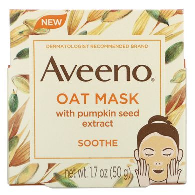 Вівсяна маска з екстрактом насіння гарбуза, заспокоює, Oat Mask with Pumpkin Seed Extract, Soothe, Aveeno, 50 г