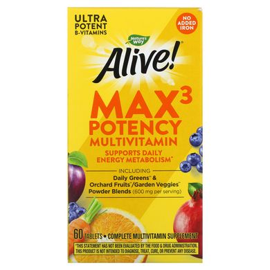 Мультивитамины без железа Nature's Way (Multi-Vitamin Alive! 3 в день) 3 в день 60 таблеток купить в Киеве и Украине