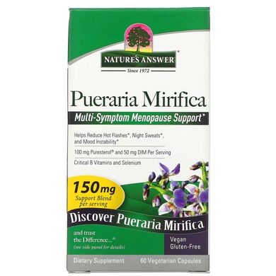 Пуерарія Міріфіка, Pueraria Mirifica, Nature's Answer, 150 мг, 60 вегетаріанських капсул