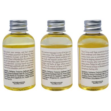 Spa ah, набір-пробник олій для масажу, набір з, Smith ,Vandiver, 3 шт по 2 рідких унції (60 мл)