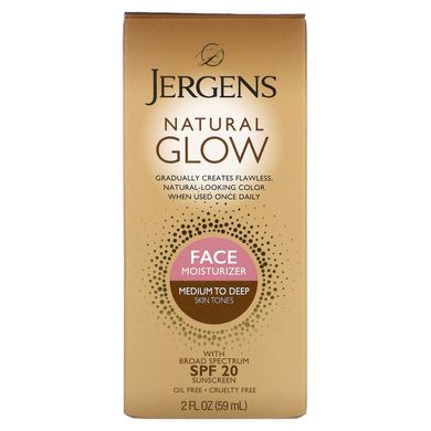 Зволожуючий лосьйон Natural Glow для щоденного догляду за обличчям, SPF 20, для середніх і темних тонів шкіри, Jergens, 59 мл