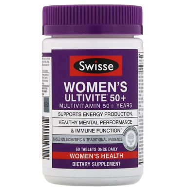 Мультивітаміни для жінок старше 50 років, Women's Ultivite 50+ Multivitamin, Swisse, 60 таблеток