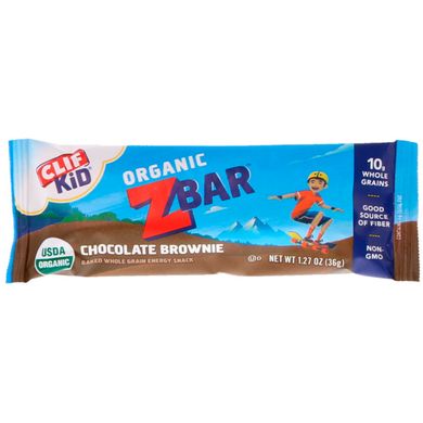 Органічні батончики, Clif Kid, Organic Z Bar, шоколадний брауні, Clif Bar, ReserveAge Nutrition, 18 батончиків, 36 г кожен
