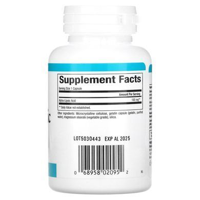 Alpha-Lipoic Acid, 100 mg, Alpha-Lipoic Acid, Natural Factors, 60 capsules.