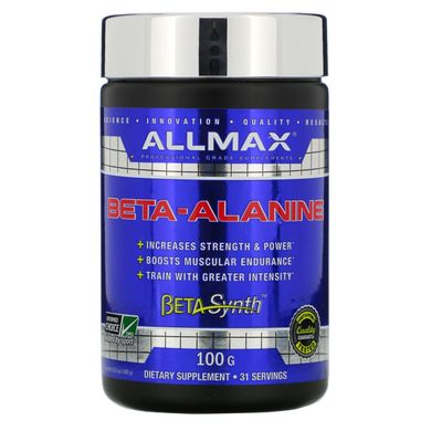 100% -ний чистий бета-аланін максимальної сили + засвоєння, ALLMAX Nutrition, 3200 мг, 3,5 унції (100 г)