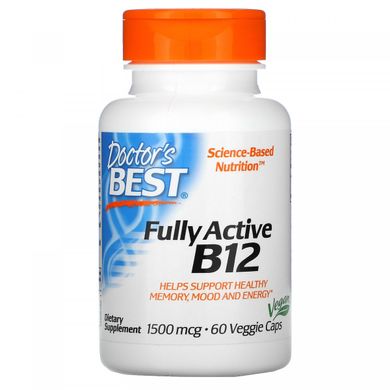 Активний вітамін В12 метилкобаламін Doctor's Best (Fully Active B12) 1500 мкг 60 рослинних капсул
