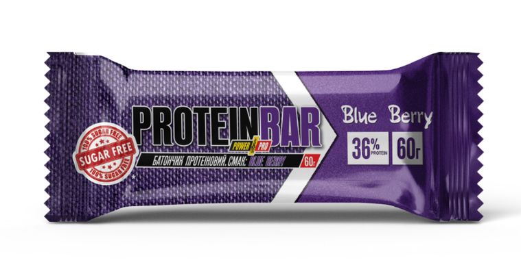 Протеїнові батончики з смаком чорниці Power Pro (Power Pro 36% Sugar Free) 20 шт по 60 г