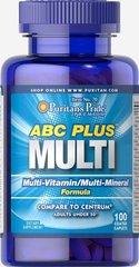 Мультивітамінна і мультимінеральна формула ABC Plus, ABC Plus Multivitamin and Multi-Mineral Formula, Puritan's Pride, 100 таблеток
