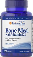 Кісткове борошно з вітаміном D, Bone Meal with Vitamin D, Puritan's Pride, 250 таблеток