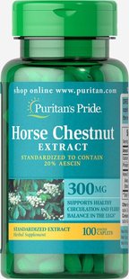 Стандартизированный экстракт конского каштана, Horse Chestnut Standardized Extract, Puritan's Pride, 300 мг, 100 таблеток купить в Киеве и Украине