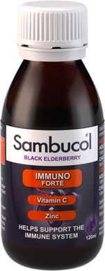 Самбукол сироп для иммунитета Черная бузина + Витамин С + Цинк от 3 лет Sambucol (Immuno Forte) 120 мл купить в Киеве и Украине