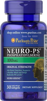 Нейро-PS фосфатидилсерін, Neuro-PS Phosphatidylserine, Puritan's Pride, 100 мг, 30 капсул