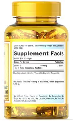 Витамин Е Puritan's Pride (Vitamin E) 1000 МЕ 100 капсул купить в Киеве и Украине