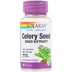 Экстракт семян сельдерея, Celery Seed Extract, Solaray, 100 мг, 30 вегетарианских капсул купить в Киеве и Украине