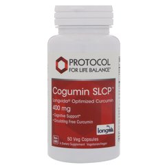 Куркумін SLCP, Longvida Оптимізований куркумін, Protocol for Life Balance, 400 мг, 50 вегетаріанських капсул