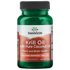 Криль олія з чистою кокосовою олією Krill Oil with Pure Coconut Oil, Swanson, 30 капсул