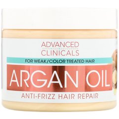 Аргановое масло, восстановление волос, Argan Oil, Anti-Frizz Hair Repair, Advanced Clinicals, 355 мл купить в Киеве и Украине