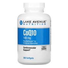 Коензим Q10 фармацевтичної чистоти з Біоперіном Lake Avenue Nutrition (CoQ10 with Bioperine) 360 капсул