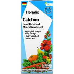 Gaia Herbs, Floradix, кальцій, рідка рослинна та мінеральна добавка, 200 мг, 8,5 рідких унцій (250 мл)