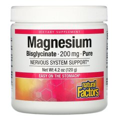 Бісгліцінат магнію Natural Factors (Magnesium Bisglycinate) 200 мг 120 г
