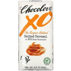 Солона карамель в 60% темному шоколаді, XO, Salted Caramel in 60% Dark Chocolate, Chocolove, 90 г