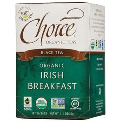 Органический черный чай, ирландский завтрак, Choice Organic Teas, 16 чайных пакетиков, 1,1 унции (32 г) купить в Киеве и Украине