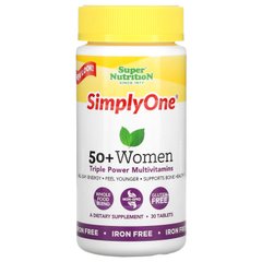 Мультивитамины без железа для женщин 50+ Super Nutrition (50+ Women Triple Power Multivitamins) 30 таблеток купить в Киеве и Украине
