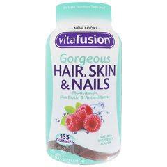 Мультивітаміни для волосся шкіри і нігтів смак малини VitaFusion (Hair Skin & Nails Multivitamin) 135 шт.