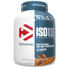 ISO100 гідролізований, 100% ізолят сироваткового протеїну, шоколадно-арахісова паста, Dymatize Nutrition, 2,3 кг