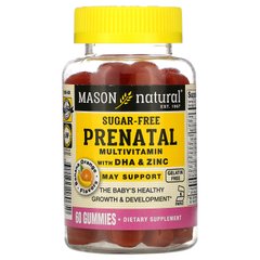 Мультивітаміни для вагітних з ДГК і цинком, без цукру, банановий апельсин, Prenatal Multivitamin with DHA & Zinc, Sugar-Free, Banana Orange, Mason Natural, 60 жувальних цукерок