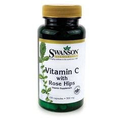 Витамин С с шиповником, Vitamin C with Rose Hips, Swanson, 500 мг, 100 капсул купить в Киеве и Украине
